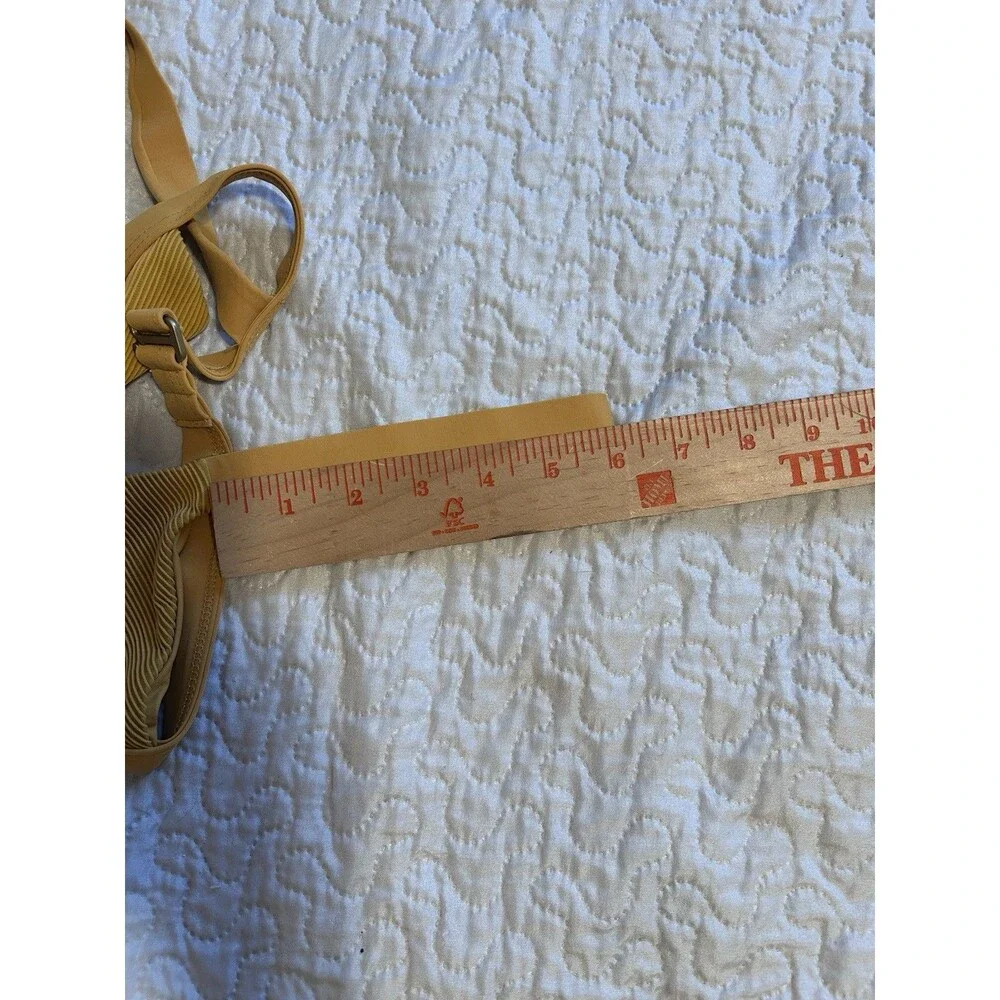Fred Segal x Vitamin A XS Ribbed Triangle Bikini Top Mustard Gold Coastal Boho